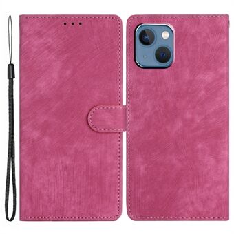 Wallet Shell voor iPhone 14 Effen kleur Skin-touch PU lederen anti-collision Stand telefoonhoes