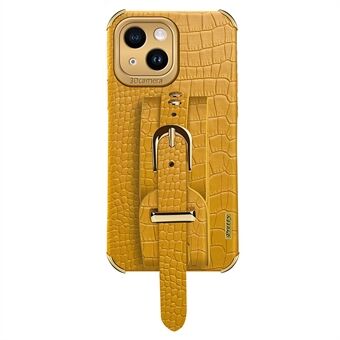 Anti-drop telefoonhoes voor iPhone 14 Crocodile Texture Electroplating telefoonhoes met draagriem Kickstand