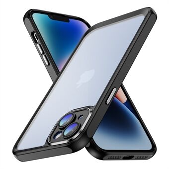 Voor iPhone 14 transparante telefoonhoes acryl achterkant TPU-frame anti-valhoes met cameralensbeschermer