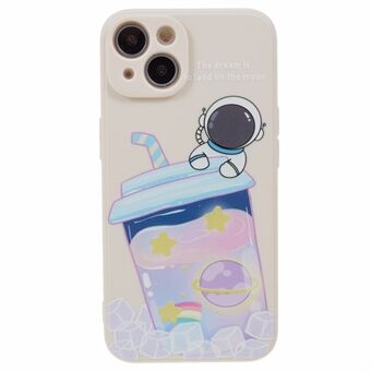 Zachte TPU Cover voor iPhone 14 Cartoon Astronaut Pattern Printing Anti-drop telefoonhoes