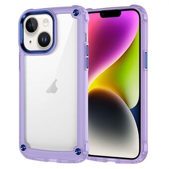 Voor iPhone 14 legering lensframe Skin-touch telefoonhoes PC + TPU doorzichtige achterkant