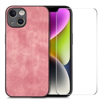 ENKAY HAT Prince Voor iPhone 14 Vintage PU-leer + pc-telefoonhoes met hoge aluminium-siliciumglasfilm