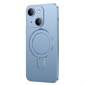 Voor iPhone 14 Zachte TPU galvaniserende telefoonhoes Magnetische standaard Anti-stofkap met cameralensfilm