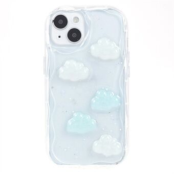 Voor iPhone 14 3D Vlinder / Wolk Patroon Anti-val Achterzijde Hoes Epoxy TPU Telefoonhoesje