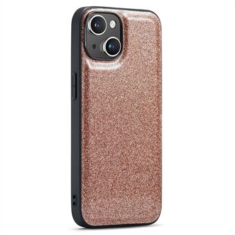 DG.MING Voor iPhone 14 Hoesje Valbestendig Glitter PU Leren Gecoate PC+TPU Telefoonhoesje