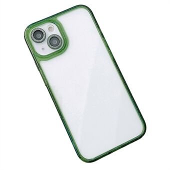 Voor iPhone 14 Transparante Telefoonhoes Glanzend Poeder PC+TPU+Glazen Telefoonhoesje