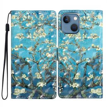 Voor iPhone 14 Hoesje Schokbestendig PU Leer 3D Patroon Bedrukking Portemonnee Telefoonhoes