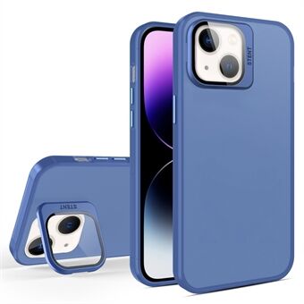 Voor iPhone 14 Hoesje Met Matte Afwerking Beschermend PC+TPU Lenzenfilm Standaard Telefoonhoesje