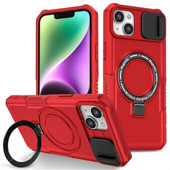 Voor iPhone 14 Hoesje Kickstand Magnetische Telefoonbeschermer met Schuifbare Lensafdekking