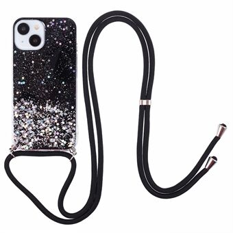 AW Serie voor iPhone 14 Slanke Hoes Sprankelende Epoxy TPU Telefoonbeschermer met Lanyard