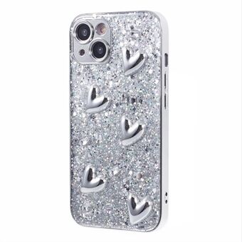 Voor iPhone 14 Hoesje Stijlvol Epoxy Patroon Zilveren Electroplating TPU Telefoonhoesje