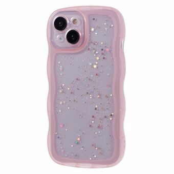 JTW Serie voor iPhone 14 Hoes Golfstructuur Glitter Sterren Epoxy Telefoonhoesje