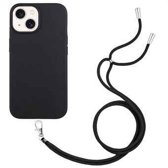 Voor iPhone 14 Hoesje met Lanyard Schokabsorberende Biologisch Afbreekbare Tarwestro+TPU Hoes