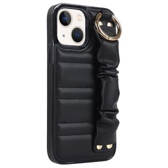 Voor iPhone 14 PU Leren+TPU Anti-val Telefoonhoes Geplooide Polsbandhoes