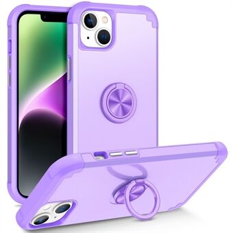 Voor iPhone 14 Hoes Krasbestendige PC+TPU Telefoonbeschermer met Roterende Standaard