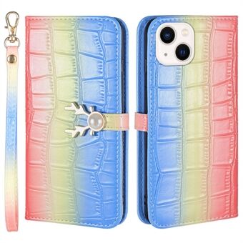 Voor iPhone 14 Beschermhoes Gradient Krokodillentextuur Hert Decor Telefoonhoesje met Standaard