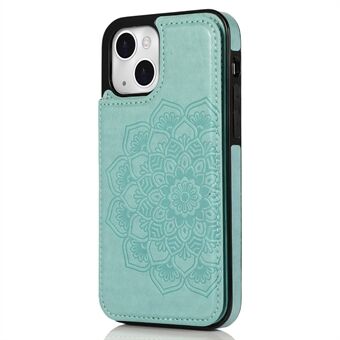 Voor iPhone 14 Hoesje Bedrukte Mandala Bloem Standaard PU Leren+TPU Telefoonhoesje