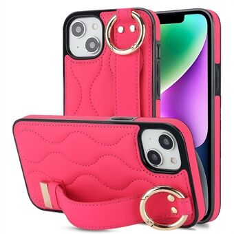 Voor iPhone 14 Hoesje Polsbandontwerp Golfpatroon PU+TPU Telefoonomslag