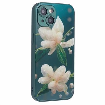 KYW Series voor iPhone 14 Bloemenpatroon Hoes TPU Frame Geharde Glas+PC Achterkant Beschermhoes