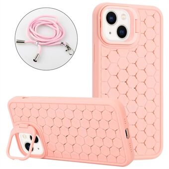 Voor iPhone 14 TPU-hoesje met kickstand, warmteafvoer, magnetische telefoonhoes met lanyard