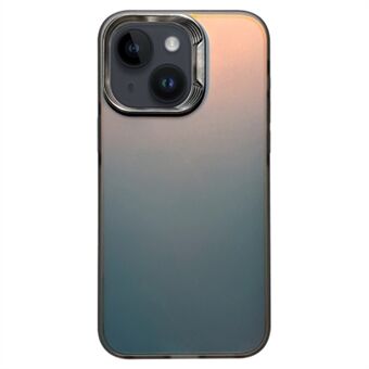 Voor iPhone 14 Gradient Case PC+TPU Telefoonhoes met Geplateerde Lens Frame