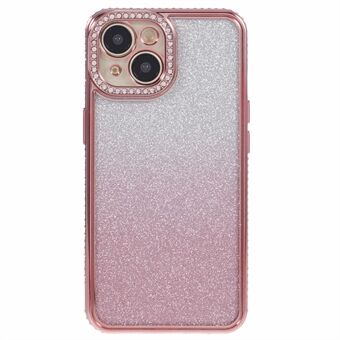 Voor iPhone 14 Hoesje Camera Bescherming Glitter Strass Decoratie Gradient TPU Telefoonhoesje