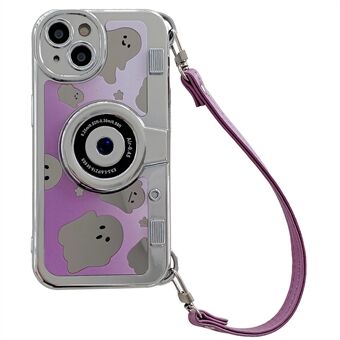 Voor iPhone 14 Hoesje Camera Design Spiegel Effect Schattige Geest TPU Telefoonhoesje met Bandje