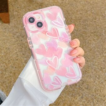 Voor iPhone 14 TPU Hoes Anti-Val Telefoon Beschermhoes Luminous Graffiti Hartpatroon Ontwerp