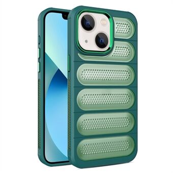 Voor iPhone 14 Hoes Mesh Ademend PC+TPU Doorschijnende Matte Achterkant Telefoonhoesje