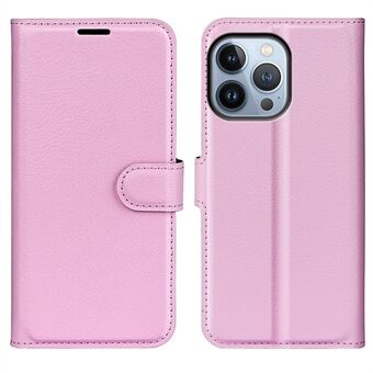 Voor iPhone 14 Pro 6.1 inch Litchi Textuur PU Leather Stand Flip Cover Anti- Scratch Volledige Beschermende Portemonnee Telefoon Case