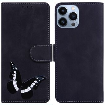 Voor iPhone 14 Pro 6.1 inch Skin-touch Gevoel PU Lederen Case Stand Functie Vlinder Patroon Afdrukken Portemonnee Soft TPU Book Cover: