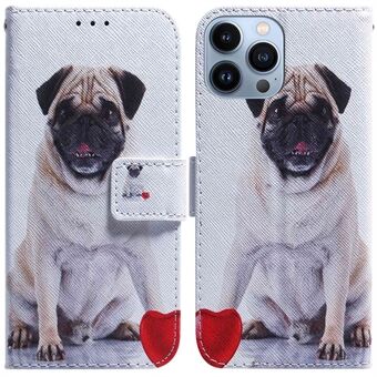 Stand Telefoonhoes voor iPhone 14 Pro 6,1 inch, PU-leerpatroondruk Schokbestendig hoesje