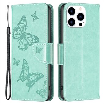 BF Imprinting Pattern Series-4 beschermhoes voor iPhone 14 Pro 6,1 inch vlinders bedrukt Stand hoesje Volledige bescherming portemonnee-stijl lederen schaal