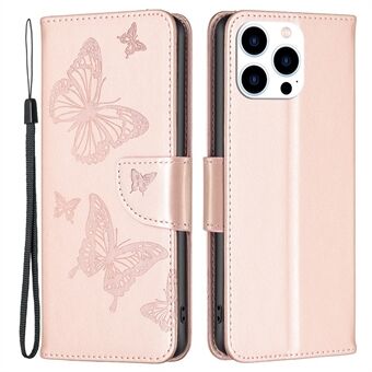 BF Imprinting Pattern Series-4 beschermhoes voor iPhone 14 Pro 6,1 inch vlinders bedrukt Stand hoesje Volledige bescherming portemonnee-stijl lederen schaal