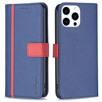 BINFEN COLOR BF Leather Series-9 voor iPhone 14 Pro 6,1 inch All-inclusive bescherming Style 13 Stand Feature Cross Texture Splicing Phone Case PU lederen portemonnee Innerlijke TPU Shell