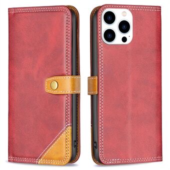 BINFEN COLOR BF Leather Series-8 voor iPhone 14 Pro 6,1 inch telefoonbeschermer 12 stijl dubbele stiklijnen splitsen lederen Stand Functie Kaarthouder Telefoonhoes