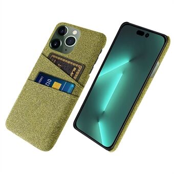 Voor iPhone 14 Pro 6.1 inch Doek + PC Dual Layer Telefoon Case Doek Textuur Dubbele Kaartsleuven Beschermhoes: