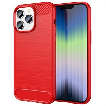 Voor iPhone 14 Pro 6.1 inch Geborsteld Koolstofvezel Textuur Licht Dunne TPU Case Goed beschermde Mobiele Telefoon Cover