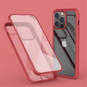 Voor iPhone 14 Pro Anti- Scratch HD Helder telefoonhoesje Allround bescherming Afneembaar 2-in-1 Dubbelzijdig gehard glas Telefoonhoesje