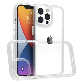 Voor iPhone 14 Pro Transparant 9H hardheid gehard glas achterkant van de behuizing Mat TPU-frame Drop-proof telefoonhoes