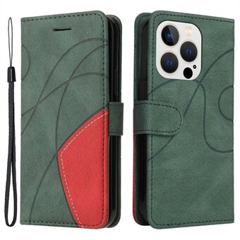 KT Leather Series-1 voor iPhone 14 Pro 6.1 inch Portemonnee Stand Schokbestendig Telefoonhoesje Tweekleurige Splicing PU Lederen TPU Cover