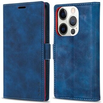 N. BEKUS voor iPhone 14 Pro 6.1 inch Skin-touch Gevoel Wallet Case PU Leather Dual Magnetische Sluiting Protect Folding Stand Cover