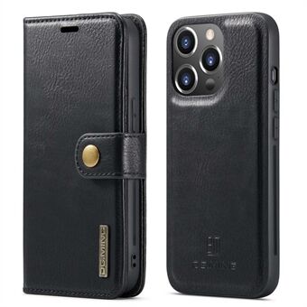 DG. MING Voor iPhone 14 Pro 6.1 inch 2-in-1 Afneembare Cover Magnetische Absorptie Stand Flip Folio Split Lederen Portemonnee Case
