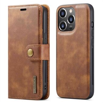 DG. MING Voor iPhone 14 Pro 6.1 inch 2-in-1 Afneembare Cover Magnetische Absorptie Stand Flip Folio Split Lederen Portemonnee Case