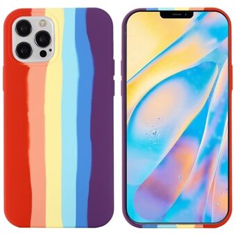 Voor iPhone 14 Pro 6.1 inch Stijlvolle Regenboog Ontwerp Telefoon Achterkant Vloeibare Siliconen Beschermhoes: