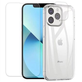 Voor iPhone 14 Pro 6.1 inch Anti Scratch Telefoon Camera Film 2.5D Arc Edge Gehard Glas Protector Clear TPU Mobiele Telefoon Tas Case