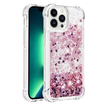 YB Quicksand Series-1 voor iPhone 14 Pro 6,1 inch beschermhoes Vloeibare drijvende glitter pailletten TPU achterkant Scratch telefoon shell