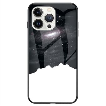 Starry patroon ontwerp telefoonhoes voor iPhone 14 Pro 6,1 inch, valpreventie TPU bumper gehard glas PC achterkant