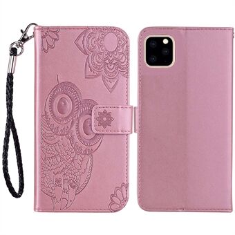 Voor iPhone 14 Pro 6.1 inch Anti-drop Bedrukt Uil Bloem Patroon PU Lederen Flip Telefoon Case Scratch Wallet Stand Cover