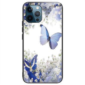 Voor iPhone 14 Pro 6.1 inch Patroon Afdrukken Telefoon Case Flexibele TPU + Gehard Glas Slijtvaste Beschermende Mobiele Telefoon Achterkant: